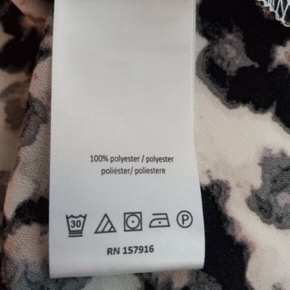 Halston Womens Black & White Floral Sleeveless Blouse XL - Picture 8 of 9